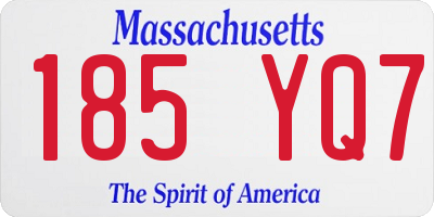 MA license plate 185YQ7