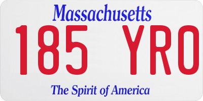 MA license plate 185YR0