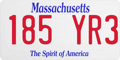 MA license plate 185YR3