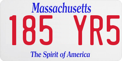 MA license plate 185YR5