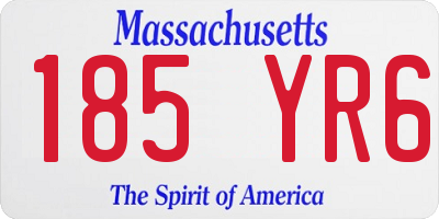 MA license plate 185YR6