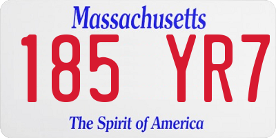 MA license plate 185YR7