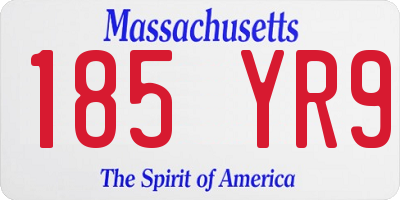 MA license plate 185YR9