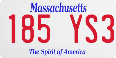 MA license plate 185YS3