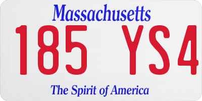 MA license plate 185YS4