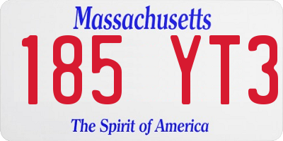 MA license plate 185YT3