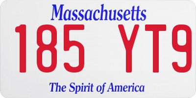 MA license plate 185YT9