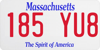 MA license plate 185YU8