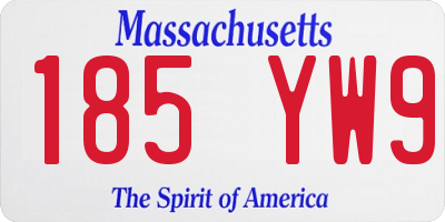 MA license plate 185YW9