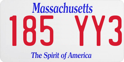 MA license plate 185YY3