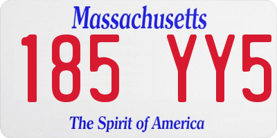 MA license plate 185YY5