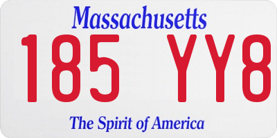 MA license plate 185YY8
