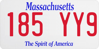 MA license plate 185YY9