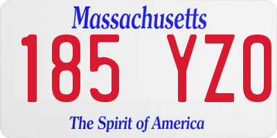 MA license plate 185YZ0