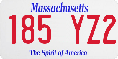 MA license plate 185YZ2