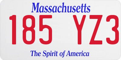 MA license plate 185YZ3