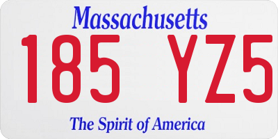MA license plate 185YZ5
