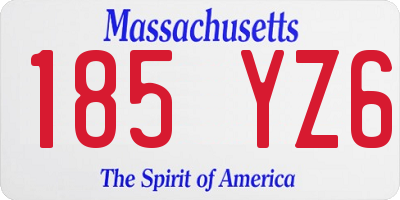 MA license plate 185YZ6