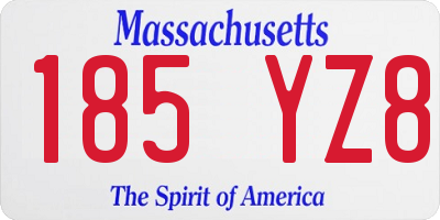 MA license plate 185YZ8
