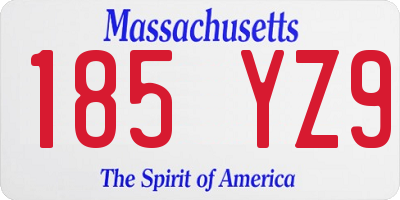 MA license plate 185YZ9