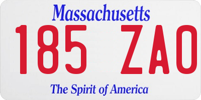 MA license plate 185ZA0