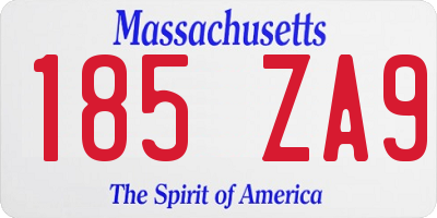 MA license plate 185ZA9