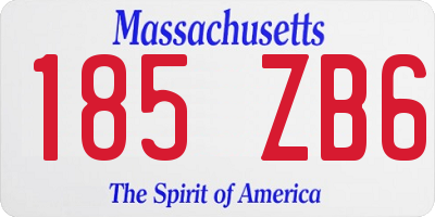 MA license plate 185ZB6