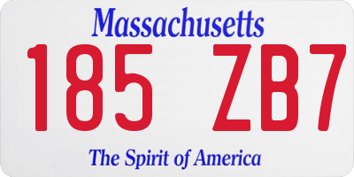 MA license plate 185ZB7