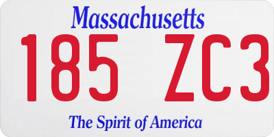MA license plate 185ZC3
