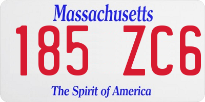 MA license plate 185ZC6