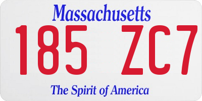 MA license plate 185ZC7