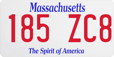 MA license plate 185ZC8