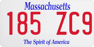 MA license plate 185ZC9
