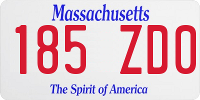 MA license plate 185ZD0