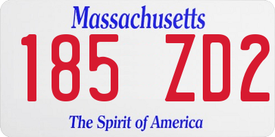 MA license plate 185ZD2