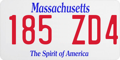 MA license plate 185ZD4