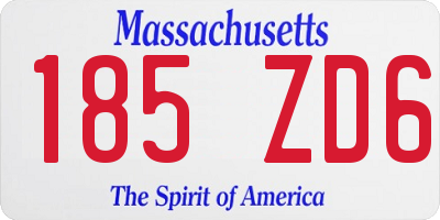 MA license plate 185ZD6