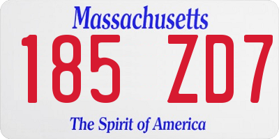 MA license plate 185ZD7