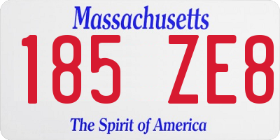 MA license plate 185ZE8