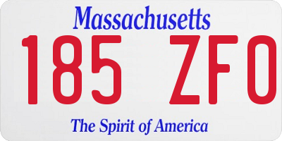 MA license plate 185ZF0