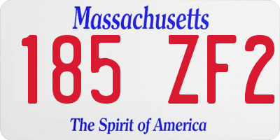 MA license plate 185ZF2