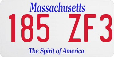 MA license plate 185ZF3