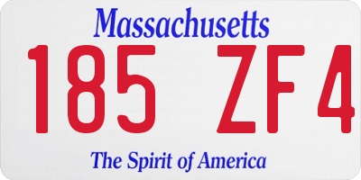 MA license plate 185ZF4