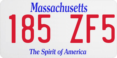 MA license plate 185ZF5