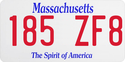MA license plate 185ZF8