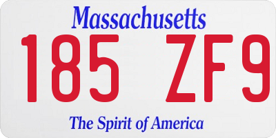 MA license plate 185ZF9