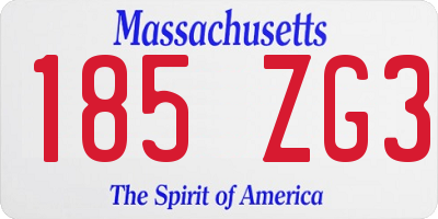 MA license plate 185ZG3
