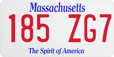 MA license plate 185ZG7