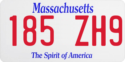MA license plate 185ZH9