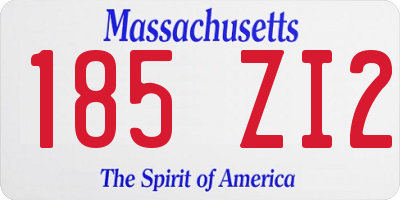 MA license plate 185ZI2